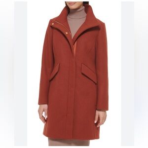 Cole Haan signature wool blend melton burnt orange jacket
